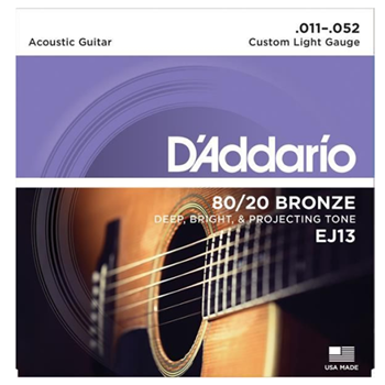 D'Addario EJ13 Acoustic 80/20 Custom Light, 11-52