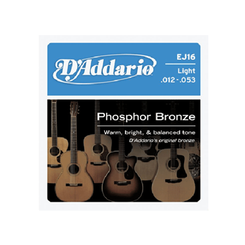 D'Addario EJ16 Phosphor Bronze 12-53 Light 6 Acousic Guitar Strings