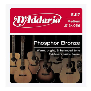 D'Addario EJ17 Phosphor Bronze 13-56  Medium 6 Acousic Guitar Strings