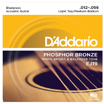 D'Addario EJ19 Bluegrass 12-56 Light Top Heavy Bottom 6 Acoustic Guitar Strings