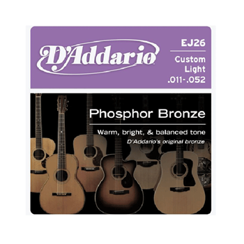 D'Addario EJ26 Phosphor Bronze 11-52 Custom Light Acoustic Strings
