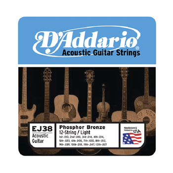 D'Addario EJ38 Phosphor Bronze 10-47 Light 12 Acousic Guitar Strings