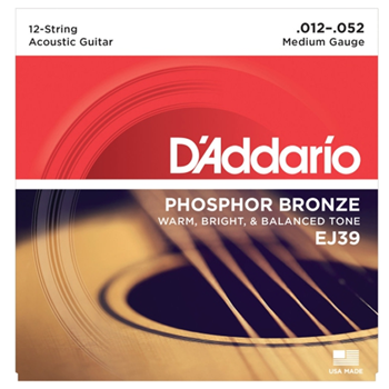 D'Addario EJ39 Phosophor Bronze 12-52 Medium 12 Acousic Guitar Strings