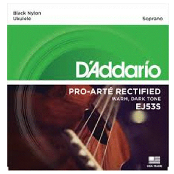 D'Addario EJ53S Soprano Uke Ukulele Black Nylon - Strings