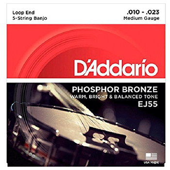 D'Addario EJ55 5 String Set Banjo Strings Phos Bronze Med