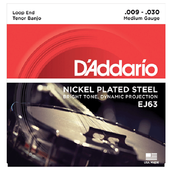 D'Addario EJ63 Set Tenor Banjo Medium 9-30  (4 String)