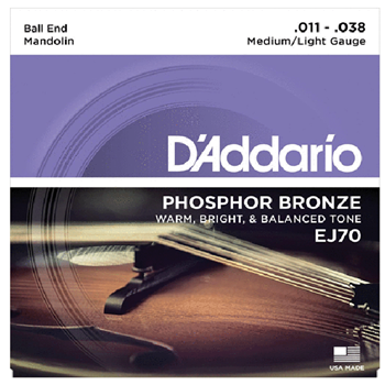 D'Addario EJ70 Mandolin Ball End, Med/light