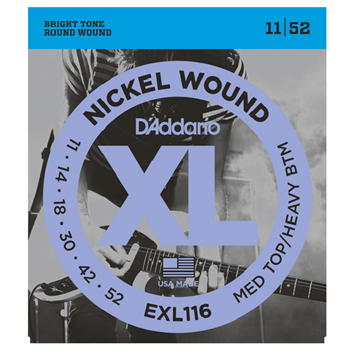 D'Addario EXL116 Xl Nickel Wound Medium Top/heavy Bottom - .011-.052