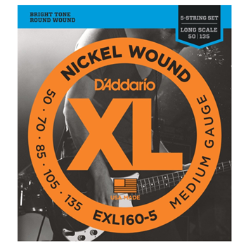 D'Addario EXL160-5 Nickel Wound Medium Gauge Bass Strings