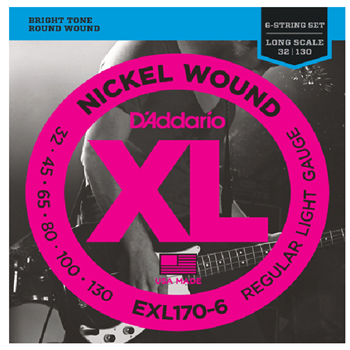 D'Addario EXL170-6 Set of XL 6 String Bass Long 32-130