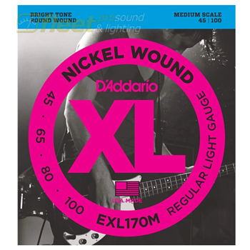D'Addario EXL170M Round Wound 45-100 Nickel Regular Light 4 Bass Guitar Strings