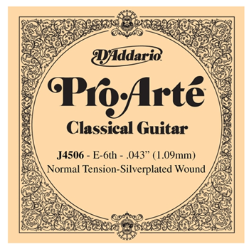 D'Addario J4506 E-6th Stringm Silverplated Wound, Normal