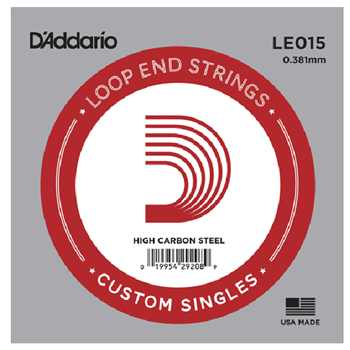 D'Addario LE015 Plain Steel Loop End Single String 015