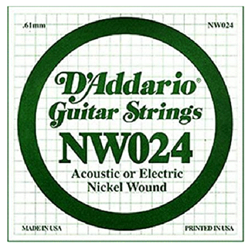 D'Addario NW024 .024 Nickel Wound Electric Guitar String Single