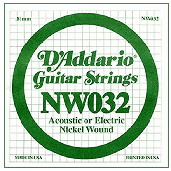 D'Addario NW032 .032 Nickel Wound Electric Guitar String Single