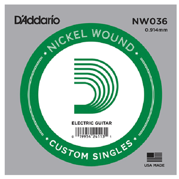 D'Addario NW036 Nickel Wound Electric Guitar Single String .036