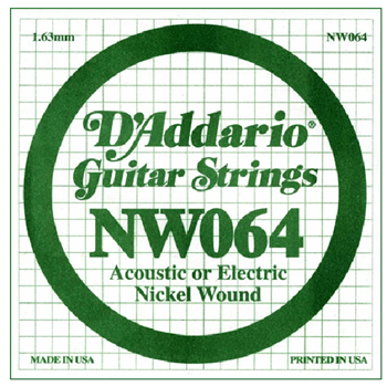 D'Addario NW064 .064 Nickel Wound Electric Guitar String (Single)