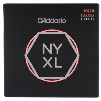 D'Addario NYXL1074 Nickel Wound 8-String Electric Strings, Light Top / Heavy Bottom, 10-74
