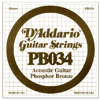 D'Addario PB034 .034 Phosphor Bronze Wound Acoustic String