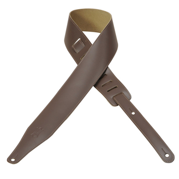 Levys M12-BRN 2" chrome-tan leather guitar strap. Adjustable from 36" to 52". Also available in extra long (XL), w