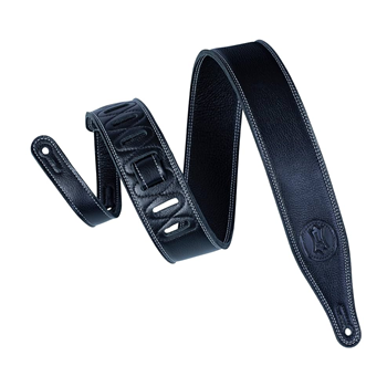 Levys M17SS-BLK 2 1/2" triple-ply super-soft garment leather guitar strap with contrasting double stitching. Adjusta