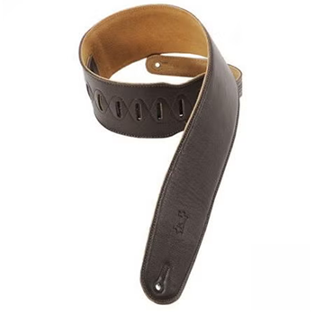 Levys M26GF-DBR 2 1/2" garment leather guitar strap with foam padding and suede backing. Adjustable from 37" to 51".