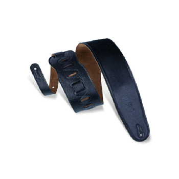 Levys M4GF-BLK 3 1/2" padded garment leather bass strap with suede backing. Adjustable from 36" to 52". Also availa