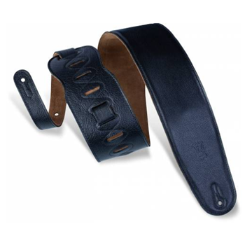 Levys M4GF-XL-BLK 3 1/2" padded garment leather bass strap with suede backing. Adjustable from 36" to 52". Also availa