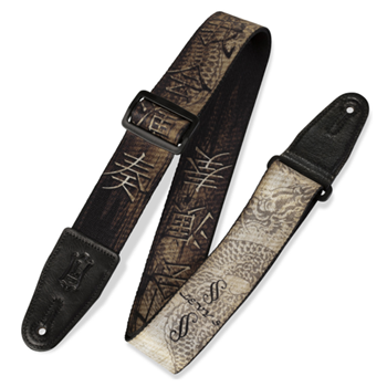 Levys MPD2-012 2" polyester guitar strap sublimation-printed with original artist's design, genuine leather ends an