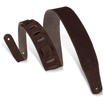 Levys MS26-BLK 2 1/2" suede guitar strap with suede backing. Adjustable from 38" to 51". Also available in extra lo