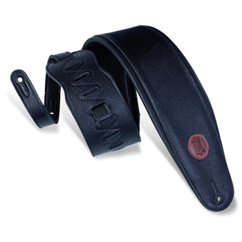 Levys MSS2-4-BLK 4 1/2" garment leather bass strap with foam padding and garment leather backing. Adjustable from 37"