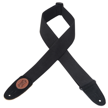 Levys MSSC8-BLK 2" Signature Series cotton guitar strap with suede ends and tri-glide adjustment. Adjustable to 65".