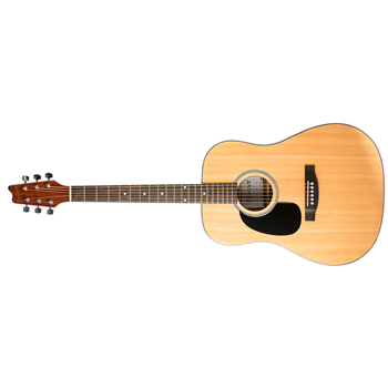 Denver DD44SL-NAT Dreadnought Left Handed Acoustic Guitar - Natural w/ Gig Bag