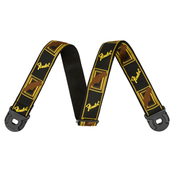 Fender 0990629001 2" Quick Grip Locking End Strap - Black/yellow Monogram