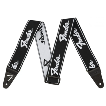 Fender 0990642074 Weighless Strap with Running Logo - Black And White