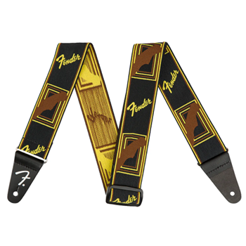 Fender 0990686006 2" Weighless Monogrammed Strap - Black/yellow/black