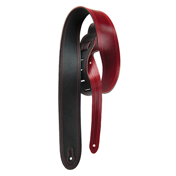 Perris BM2DS-6557 2" Deluxe Leather Reversable Guitar Strap - Black W/ Cherry Red