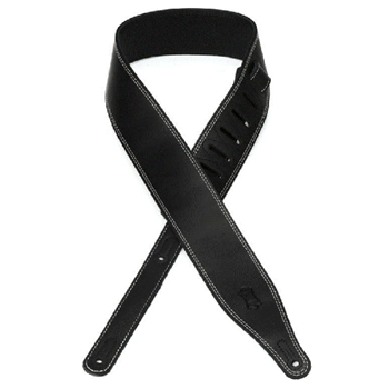 Levys M17BDS-BLK 1.5" Butter Double Snitch Leather Guitar Strap - Black