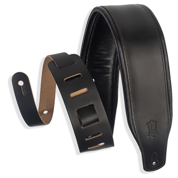 Levys M26PD-BLK 3” Top Grain Leather Guitar Strap - Black