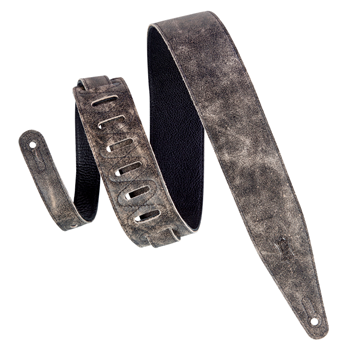 Levys MG317BOG-BLK 2.5" Wide Adjustable to 60" Long Leather Guitar Strap - Black