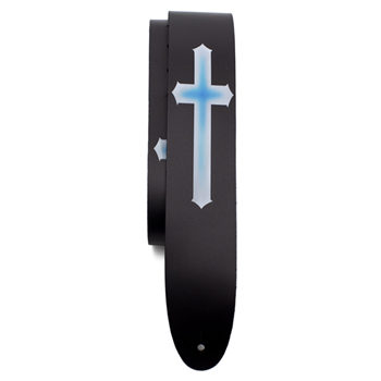Perris P25DTL-11047 2.5" Blue Cross Leather Guitar Strap