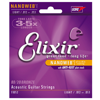 Elixir 11052 12-53 - 80/20 Bronze Nanoweb Acoustic Guitar Strings