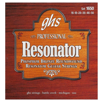 GHS 1650 Acoustic Slide Guitar Strings (resonator) 16-56 Phosphor Bronze Roundwound