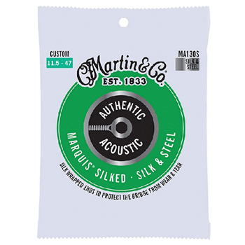 Martin 41Y18MA130S Authentic Acoustic Marquis Silked Silk/Steel Folk Guitar Strings - Custom Gauge 11.5 - 47