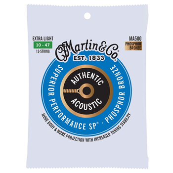 Martin 41Y18MA500 Ma500 Authentic Acoustic Extra Light 12-String 92/8 Phosphor Bronze Strings