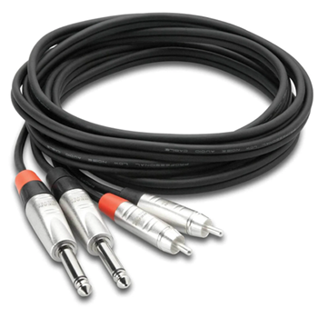 Hosa HPR-003X2 Pro Stereo Interconnect Cable, Dual 1/4 in TS to RCA, 3 Foot