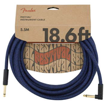 Fender 0990918073 Festival Series Hemp Instrument Cable Straight/Angle 18.6 ft - Blue Dream