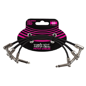 Ernie Ball 6221EB 6'' Flat Ribbon Patch Cable 3 Pack - Black