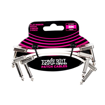 Ernie Ball 6384EB White - Flat Ribbon Instrument Cable - 3" (3pk)