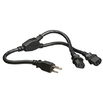 Hosa YIE-406 Power Y Cable-Dual Iec C13 To Nema 5-15p -1.5'